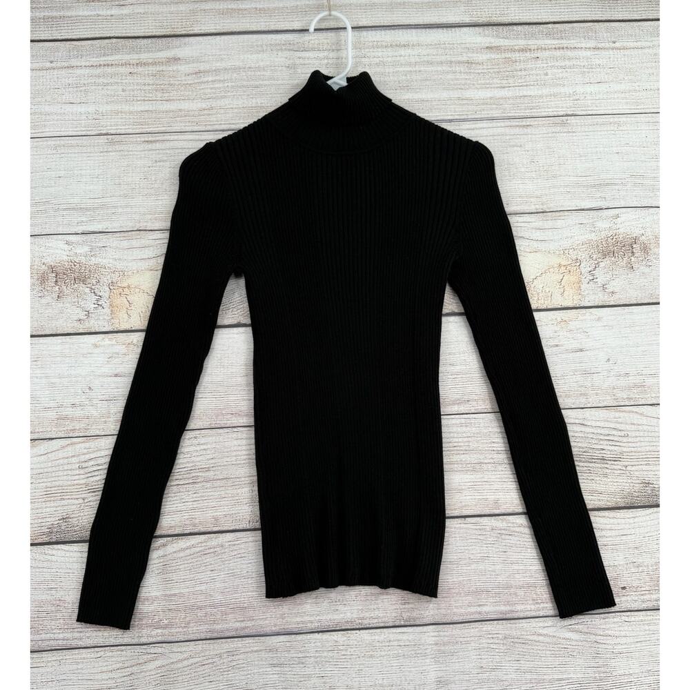 Title Nine Synergy Turtleneck Sweater Womens XS Black Rib‎ Knit Long Sleeve